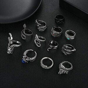 Punk Rings Set -Dragon Snake Vintage